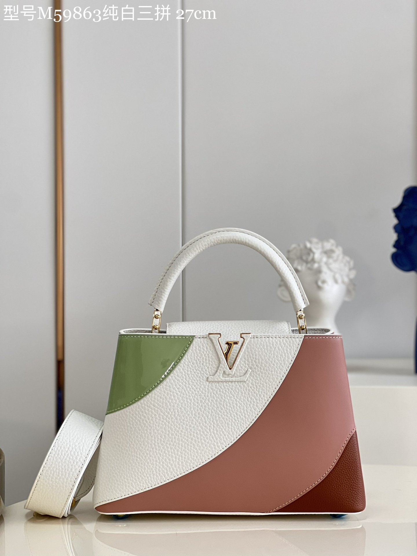 Wholesale Imitation Designer Replicas
 Louis Vuitton LV Capucines Bags Handbags White Calfskin Cowhide M59863