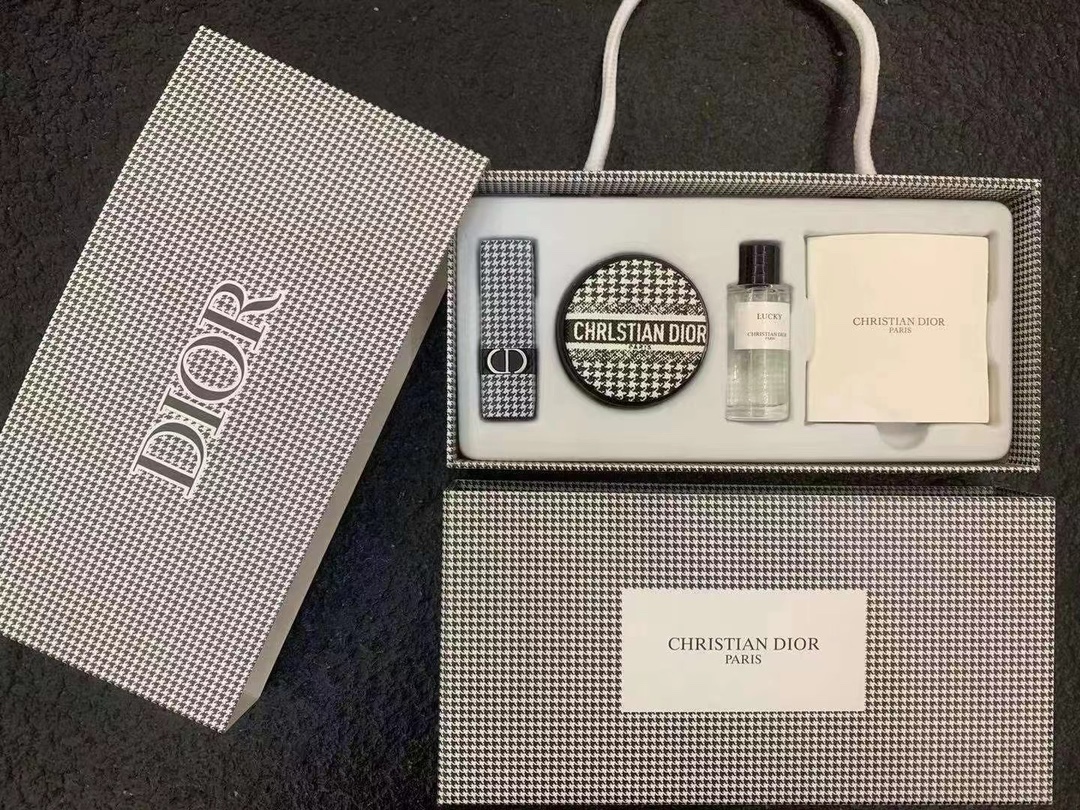 Dior Houndstooth Pattern Classic Makeup Miniatures 3-Piece Set with Gift Bag