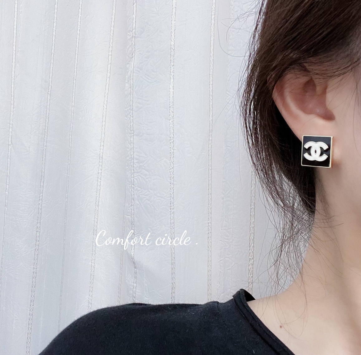 新款☑️CHANEL香奈儿双c 方形耳钉耳环