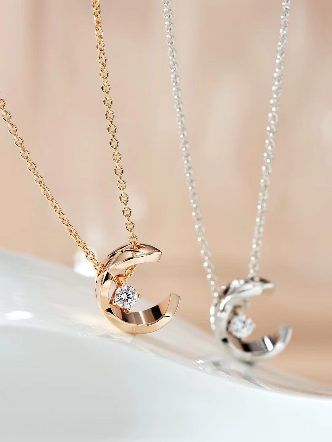 CHANEL Necklace Moon Star Quilted