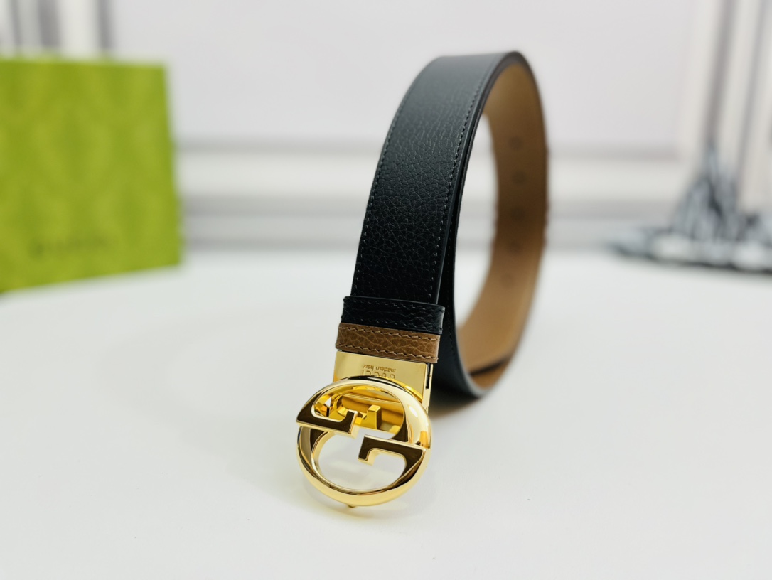 I0  Gucci 古奇  皮带腰带：双面使用专柜质量、百分百头层牛皮、24k钢扣、送人自用首选、保证真皮 包装：请认准图片专柜包装、送打孔器 全套包装 宽度：3.7cm 长度：国标cm-cm 可以自行裁剪