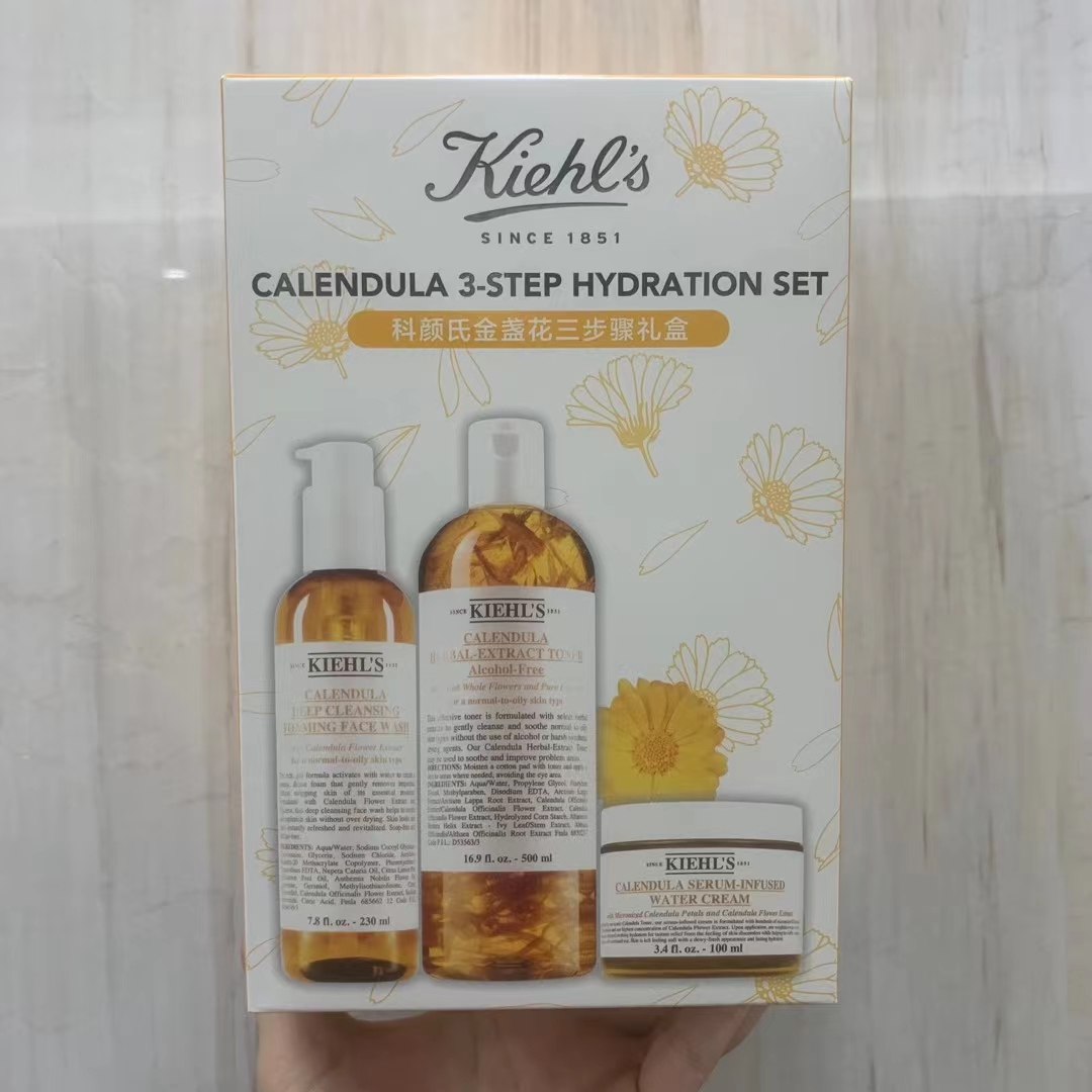 110. Kiehl's set de tres piezas de caléndula 🔜 ¡¡Reabastecido‼️Kiehl's agua de caléndula 500ml + limpiador de caléndul…