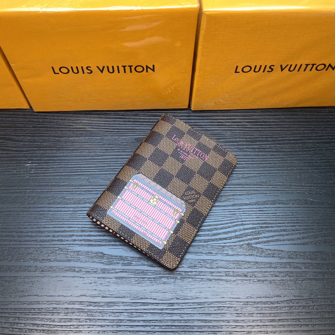 Passport wallet open, holding passport and cards