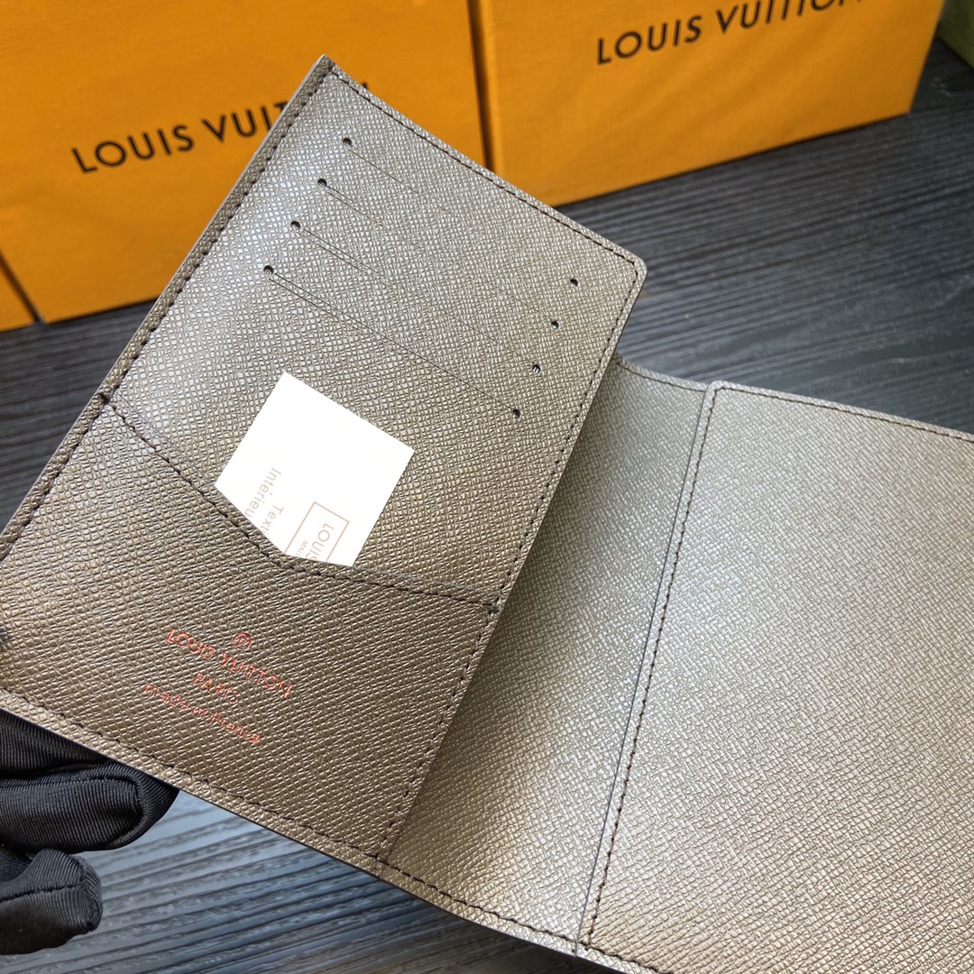 Close-up of RFID blocking feature on leather passport cover