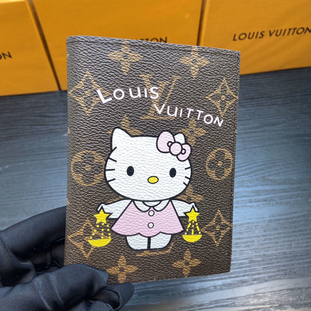 Luxury passport holder stitching detail