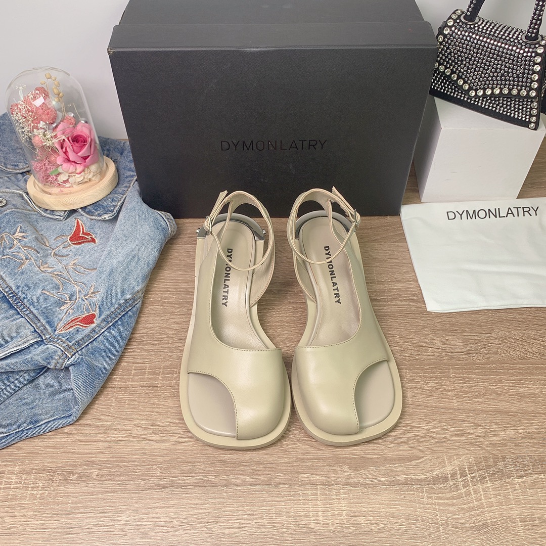 “2022 Spring Summer Metal Patch Sandals by DYMONLATERY: Calf Skin, Sheep Inner, Eco-Friendly Rubber Sole”