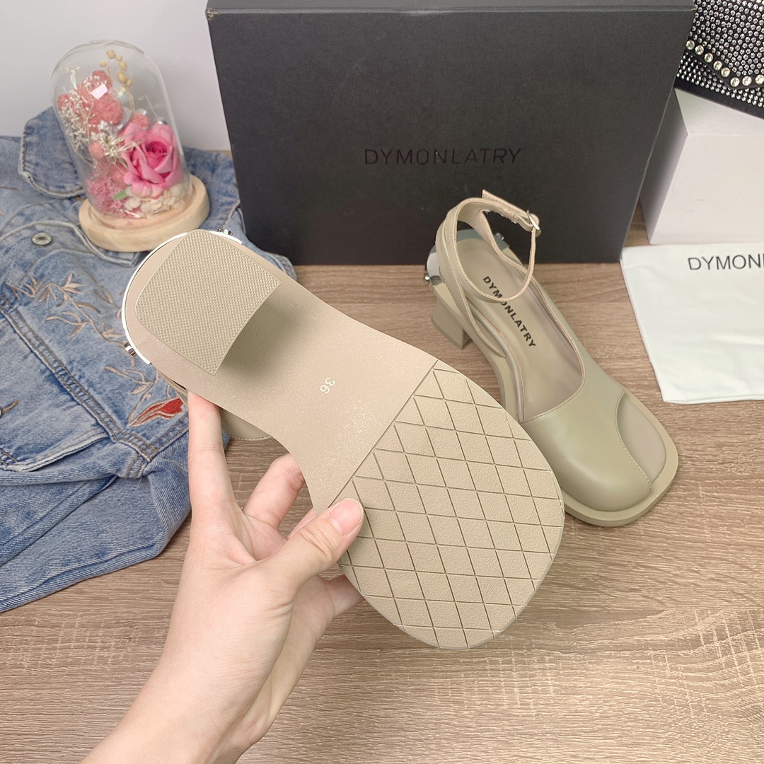 “2022 Spring Summer Metal Patch Sandals by DYMONLATERY: Calf Skin, Sheep Inner, Eco-Friendly Rubber Sole” - 图片 9