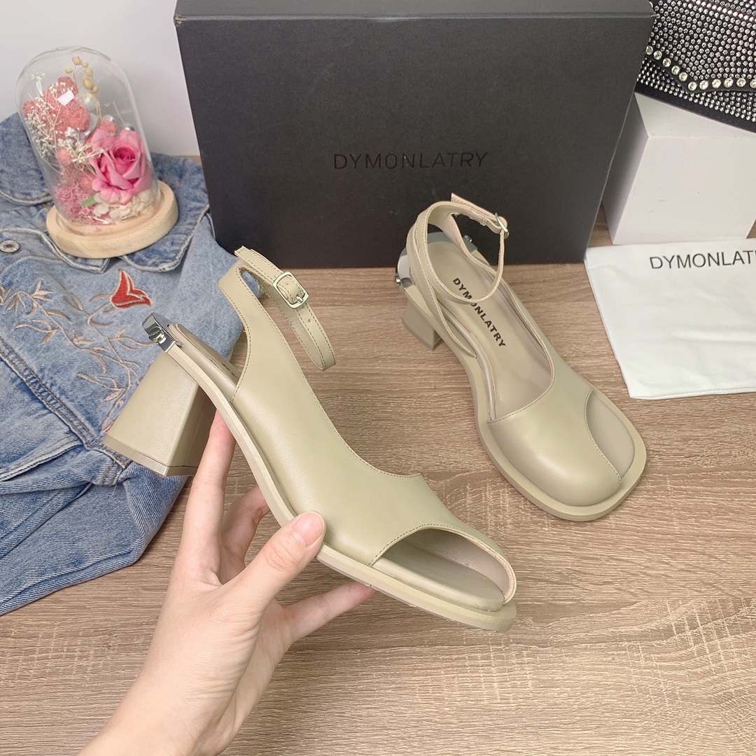“2022 Spring Summer Metal Patch Sandals by DYMONLATERY: Calf Skin, Sheep Inner, Eco-Friendly Rubber Sole” - 图片 4