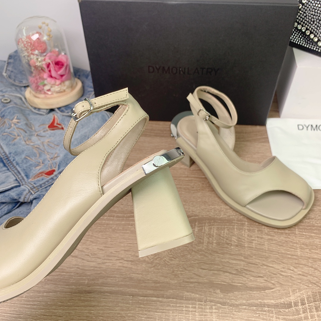“2022 Spring Summer Metal Patch Sandals by DYMONLATERY: Calf Skin, Sheep Inner, Eco-Friendly Rubber Sole” - 图片 7