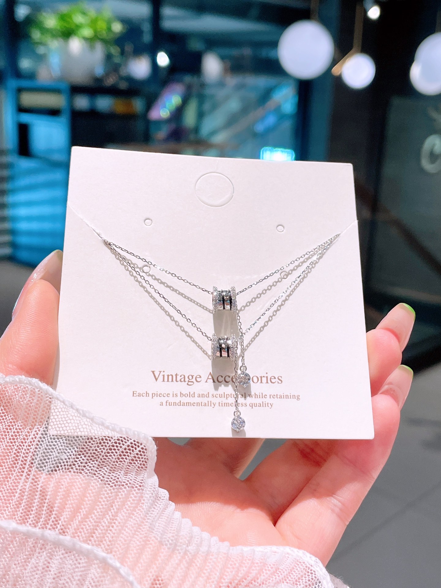 Hypoallergenic Silver Necklace Soft Annual Party Silver