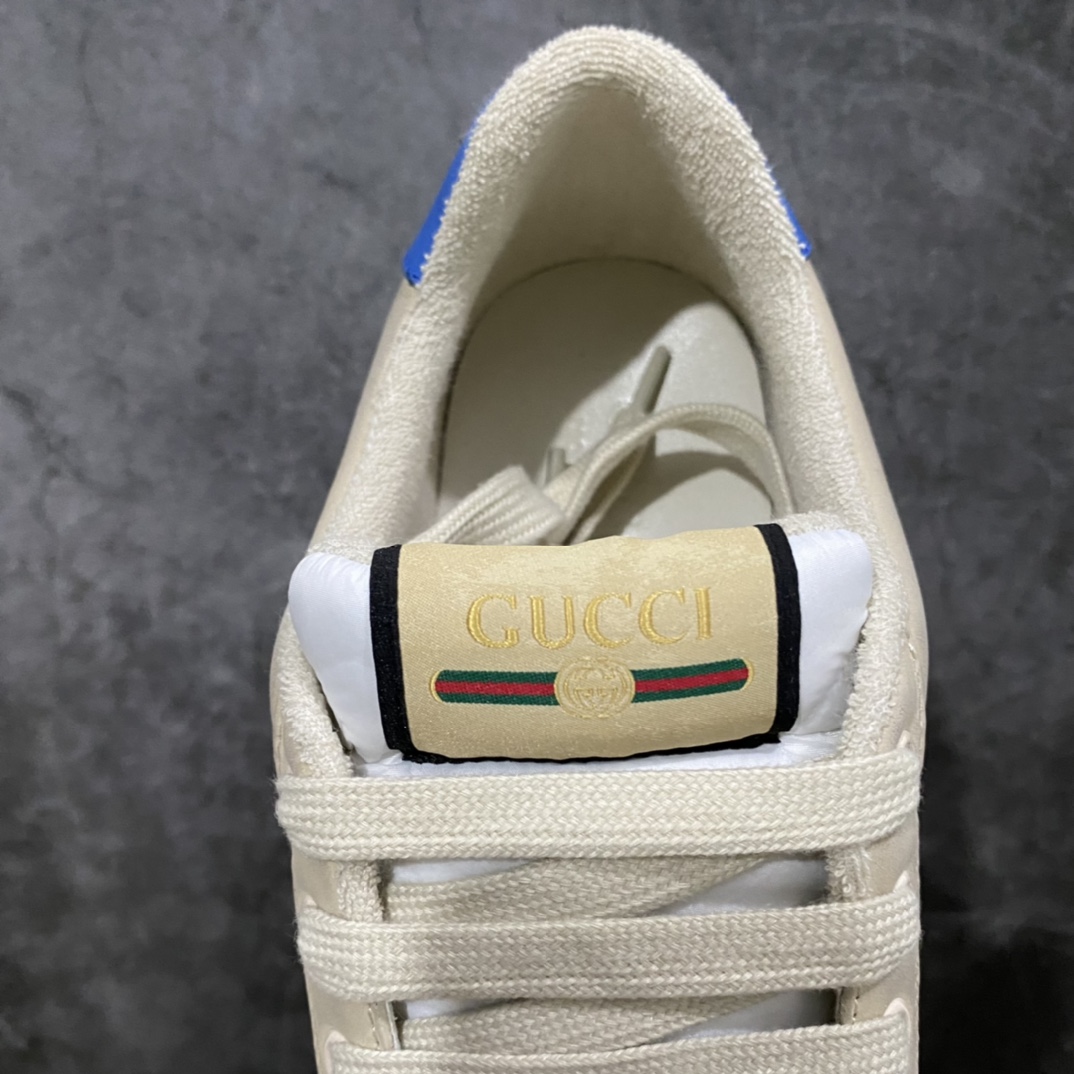 图片[8]-顶级代购版 Gucci做旧小脏鞋 ZP开发 原版开模 金属双G水晶圆柱形标 Gucci原版纹织带 真正水洗布标 鞋面擦色牛皮拼接经典双G布面料，皮面切口全油边封口工艺，原版毛巾布里细腻柔软更舒适透气，垫脚乳胶注塑一体，私模钢印，双色原版TPU大底(下层宽，上层窄) 配进口原版四边封干燥剂、原版18股鞋带，绿色盒子，与专柜配套包装一致 尺码：女34-40 男38-45-选品中心