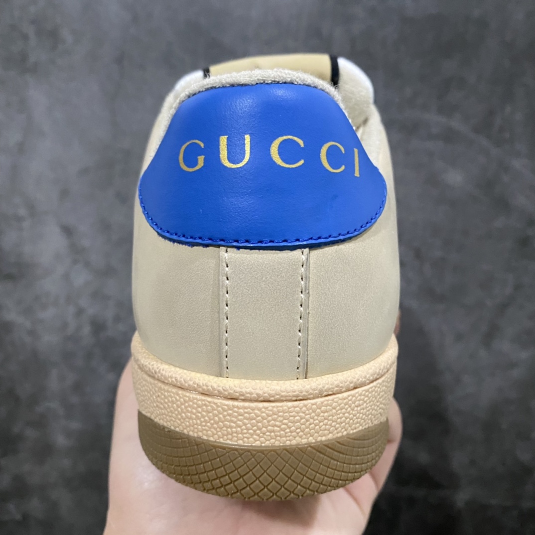 图片[4]-顶级代购版 Gucci做旧小脏鞋 ZP开发 原版开模 金属双G水晶圆柱形标 Gucci原版纹织带 真正水洗布标 鞋面擦色牛皮拼接经典双G布面料，皮面切口全油边封口工艺，原版毛巾布里细腻柔软更舒适透气，垫脚乳胶注塑一体，私模钢印，双色原版TPU大底(下层宽，上层窄) 配进口原版四边封干燥剂、原版18股鞋带，绿色盒子，与专柜配套包装一致 尺码：女34-40 男38-45-选品中心