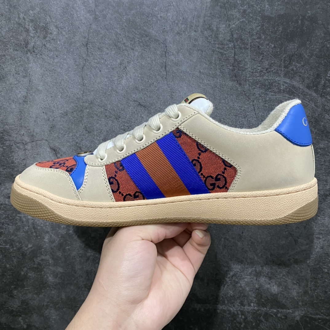 图片[2]-顶级代购版 Gucci做旧小脏鞋 ZP开发 原版开模 金属双G水晶圆柱形标 Gucci原版纹织带 真正水洗布标 鞋面擦色牛皮拼接经典双G布面料，皮面切口全油边封口工艺，原版毛巾布里细腻柔软更舒适透气，垫脚乳胶注塑一体，私模钢印，双色原版TPU大底(下层宽，上层窄) 配进口原版四边封干燥剂、原版18股鞋带，绿色盒子，与专柜配套包装一致 尺码：女34-40 男38-45-选品中心