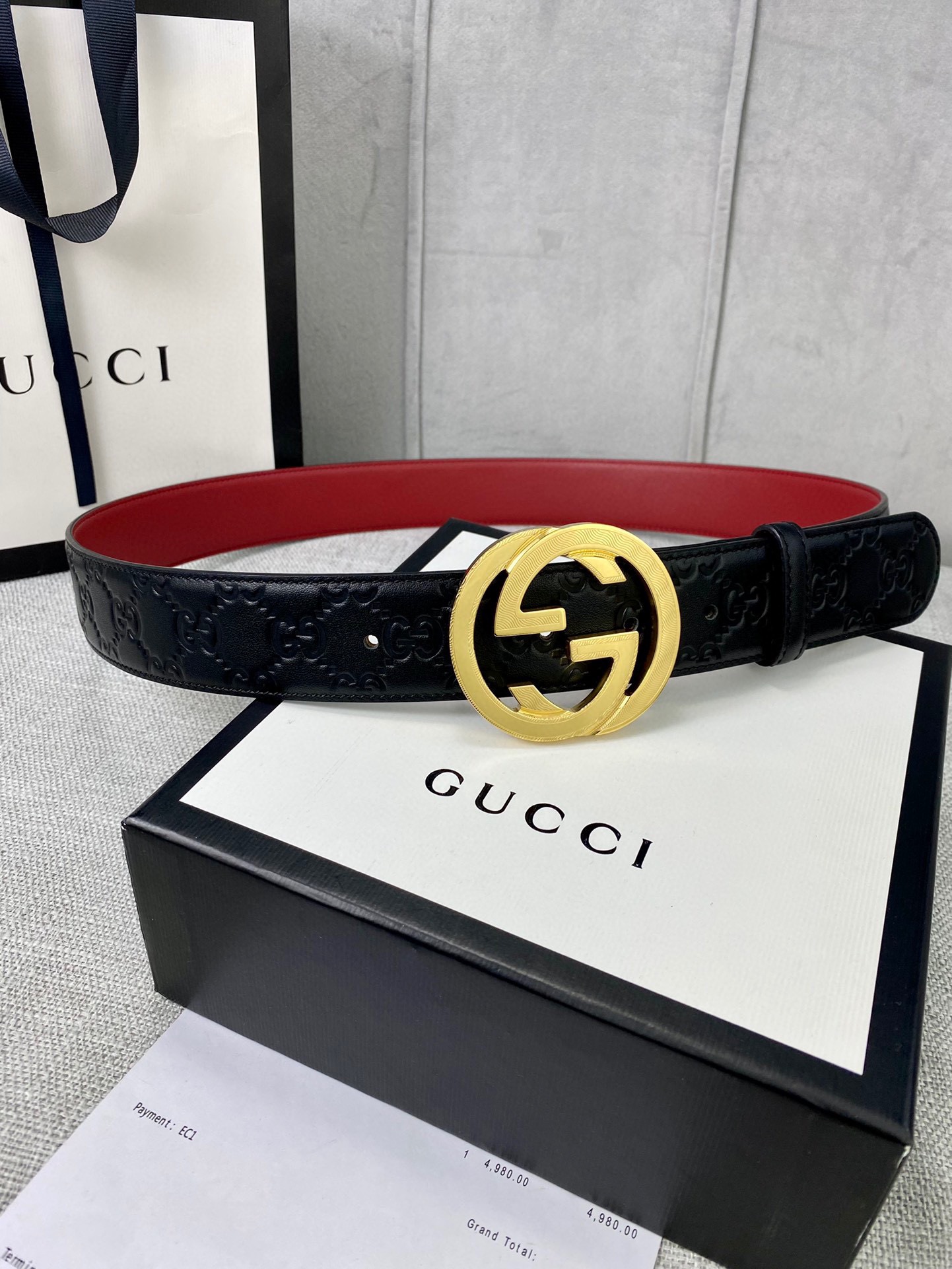 Gucci Falso
 Cinturón Réplica de AAA alta calidad
 Marrón púrpura Rojo Impresión Cuero vaca