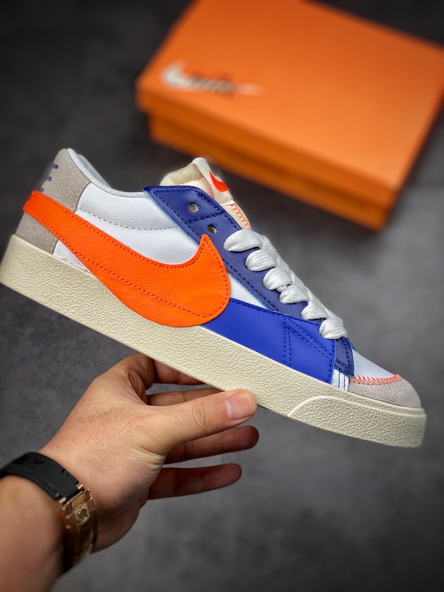 150 Nike Blazer Low’77 Jumbo 白蓝橘 经典百搭低帮开拓者休闲运动板鞋DV9122-161