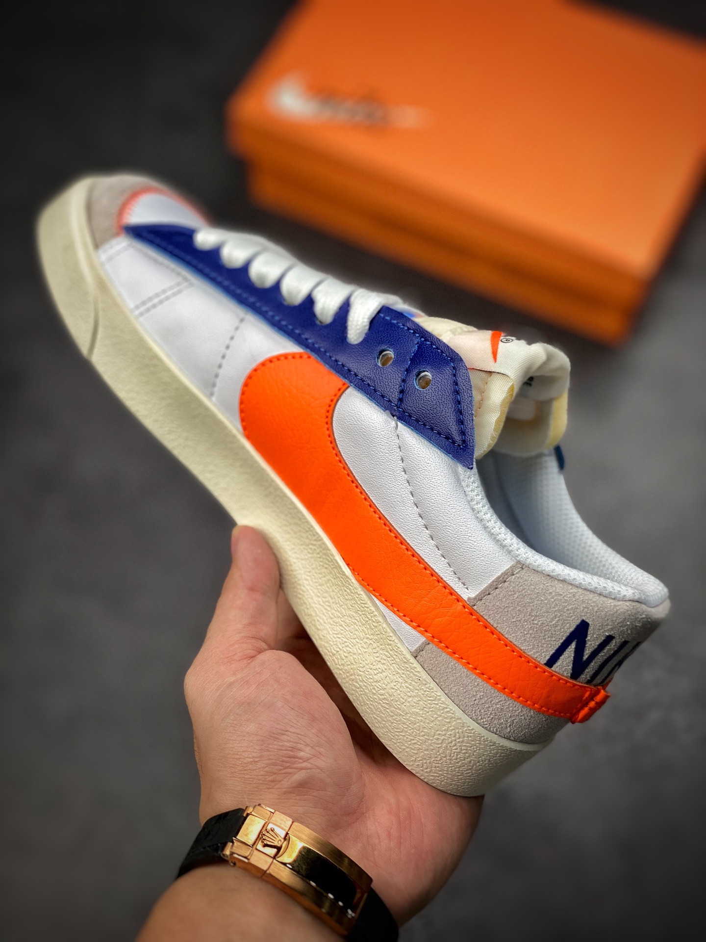 150 Nike Blazer Low’77 Jumbo 白蓝橘 经典百搭低帮开拓者休闲运动板鞋DV9122-161