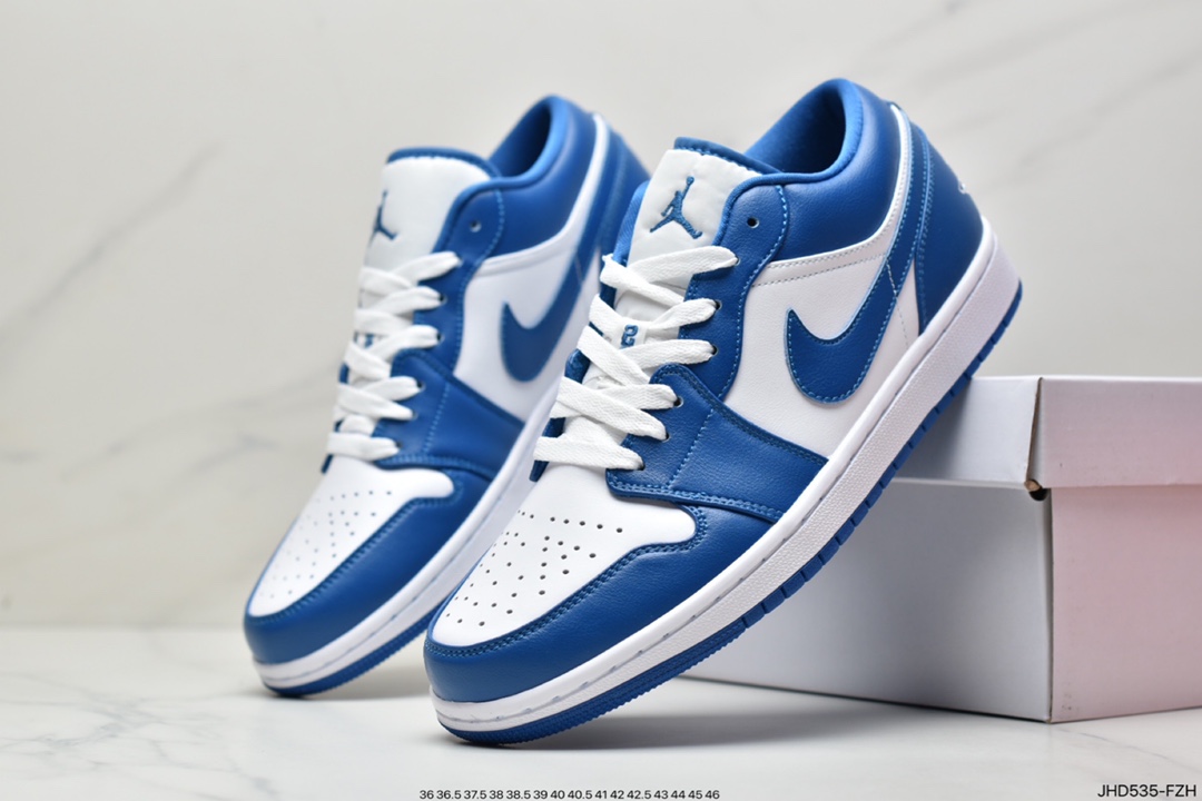 Air Jordan 1 Low ”Marina Blue” white and blue AJ1 low-top casual sneakers DC0774-114