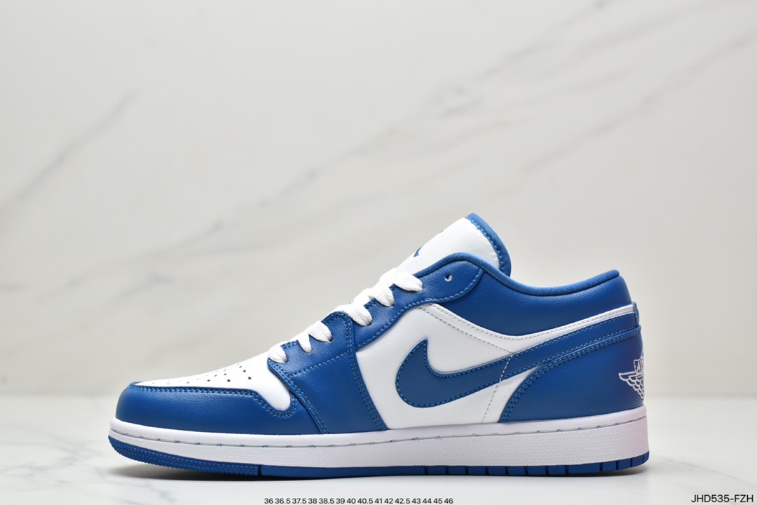 Air Jordan 1 Low ”Marina Blue” white and blue AJ1 low-top casual sneakers DC0774-114