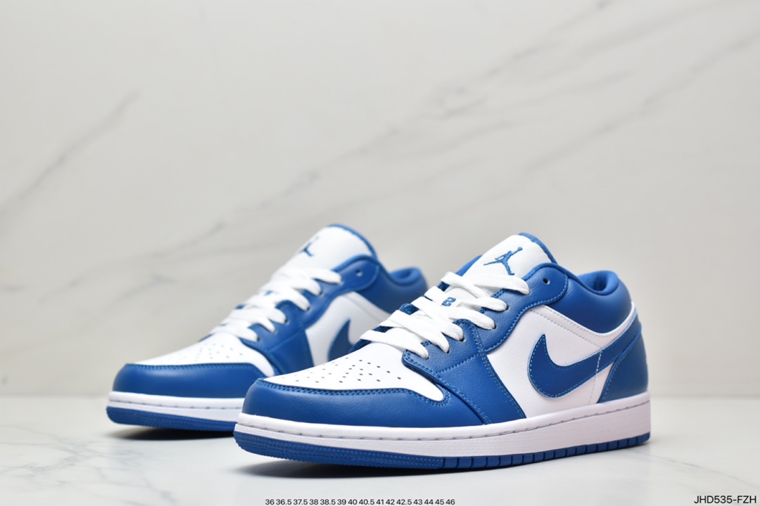 Air Jordan 1 Low ”Marina Blue” white and blue AJ1 low-top casual sneakers DC0774-114