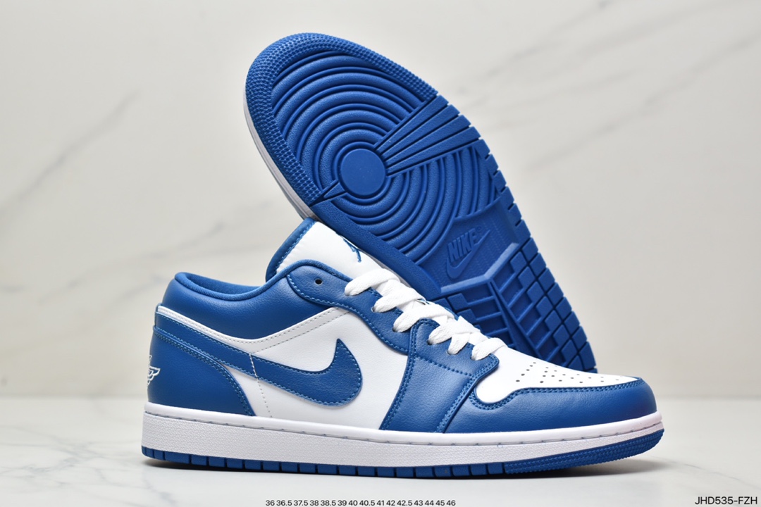 Air Jordan 1 Low ”Marina Blue” white and blue AJ1 low-top casual sneakers DC0774-114