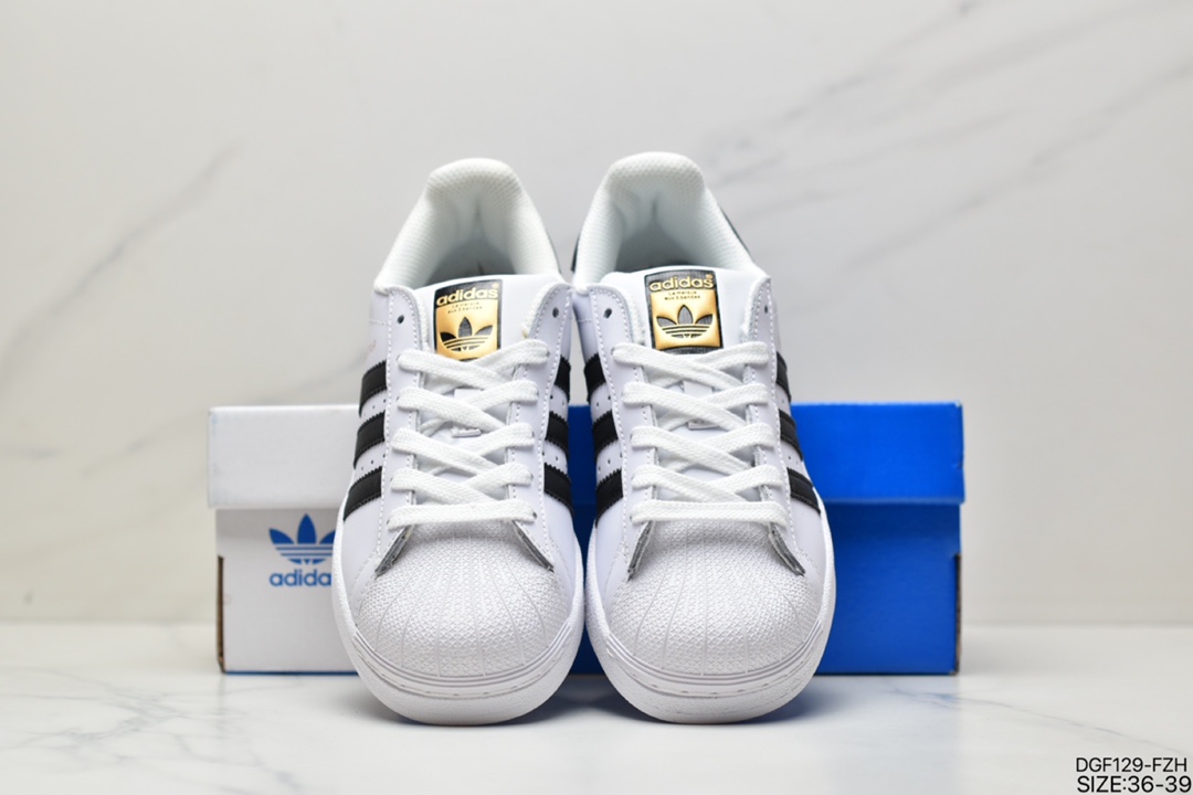 Adidas adidas Clover Originals Superstar ”White/Black/Gold” Shell Head Classic Versatile Casual Sneakers