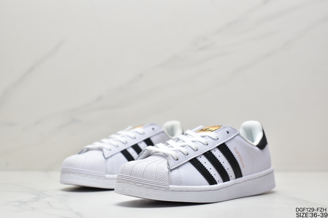 Adidas adidas Clover Originals Superstar ”White/Black/Gold” Shell Head Classic Versatile Casual Sneakers