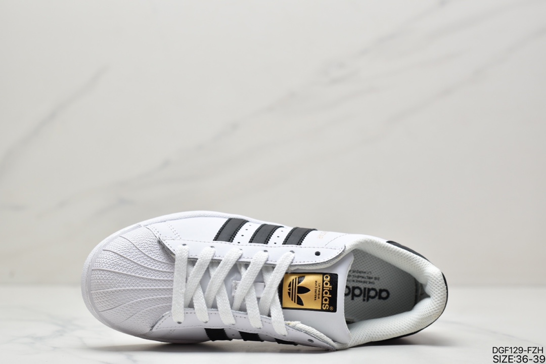 Adidas adidas Clover Originals Superstar ”White/Black/Gold” Shell Head Classic Versatile Casual Sneakers