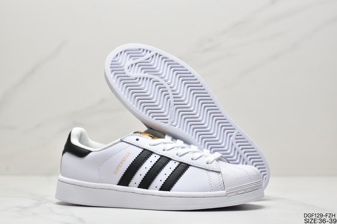 Adidas adidas Clover Originals Superstar ”White/Black/Gold” Shell Head Classic Versatile Casual Sneakers