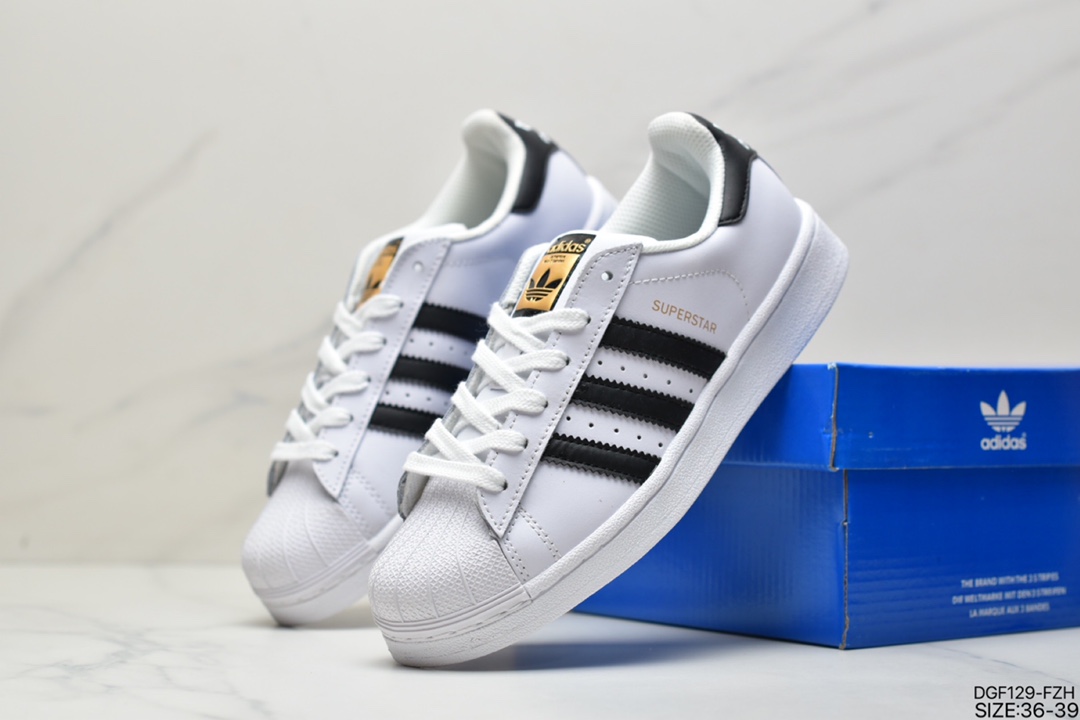 Adidas adidas Clover Originals Superstar ”White/Black/Gold” Shell Head Classic Versatile Casual Sneakers