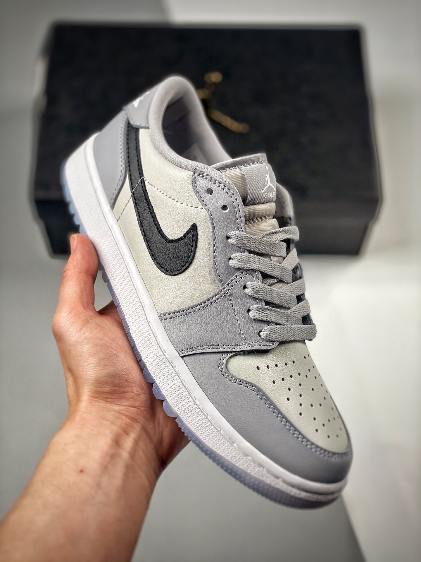 -4 Versión de verificación Air Jordan 1 Low Wolf Grey AJ1 Low casual zapatillas de skate, color oficial sincronizado, ú…