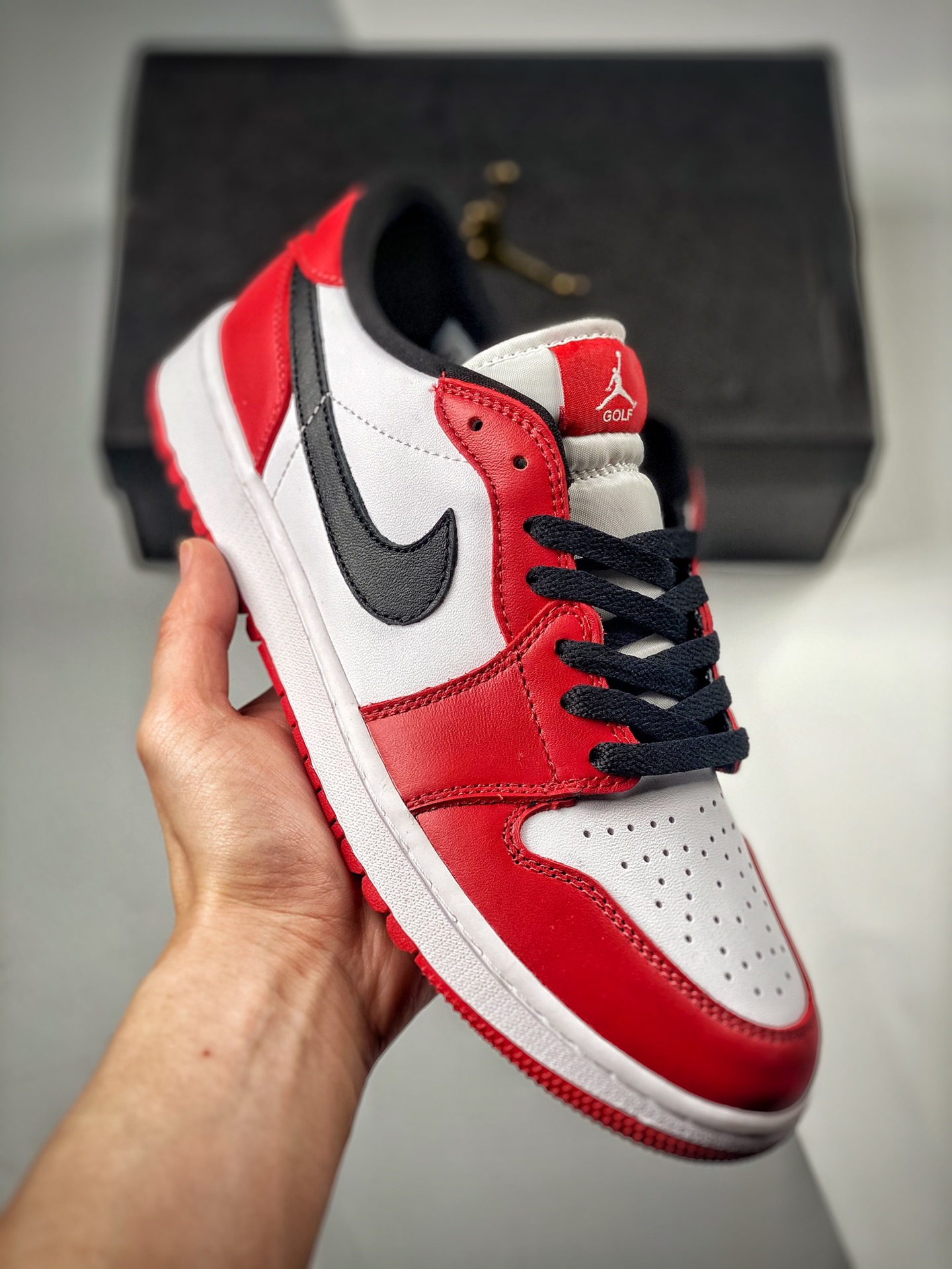 -4 Versión verificable Air Jordan 1 Low Blanco Rojo Punta, zapatilla casual de caña baja AJ1, colores oficiales sincron…