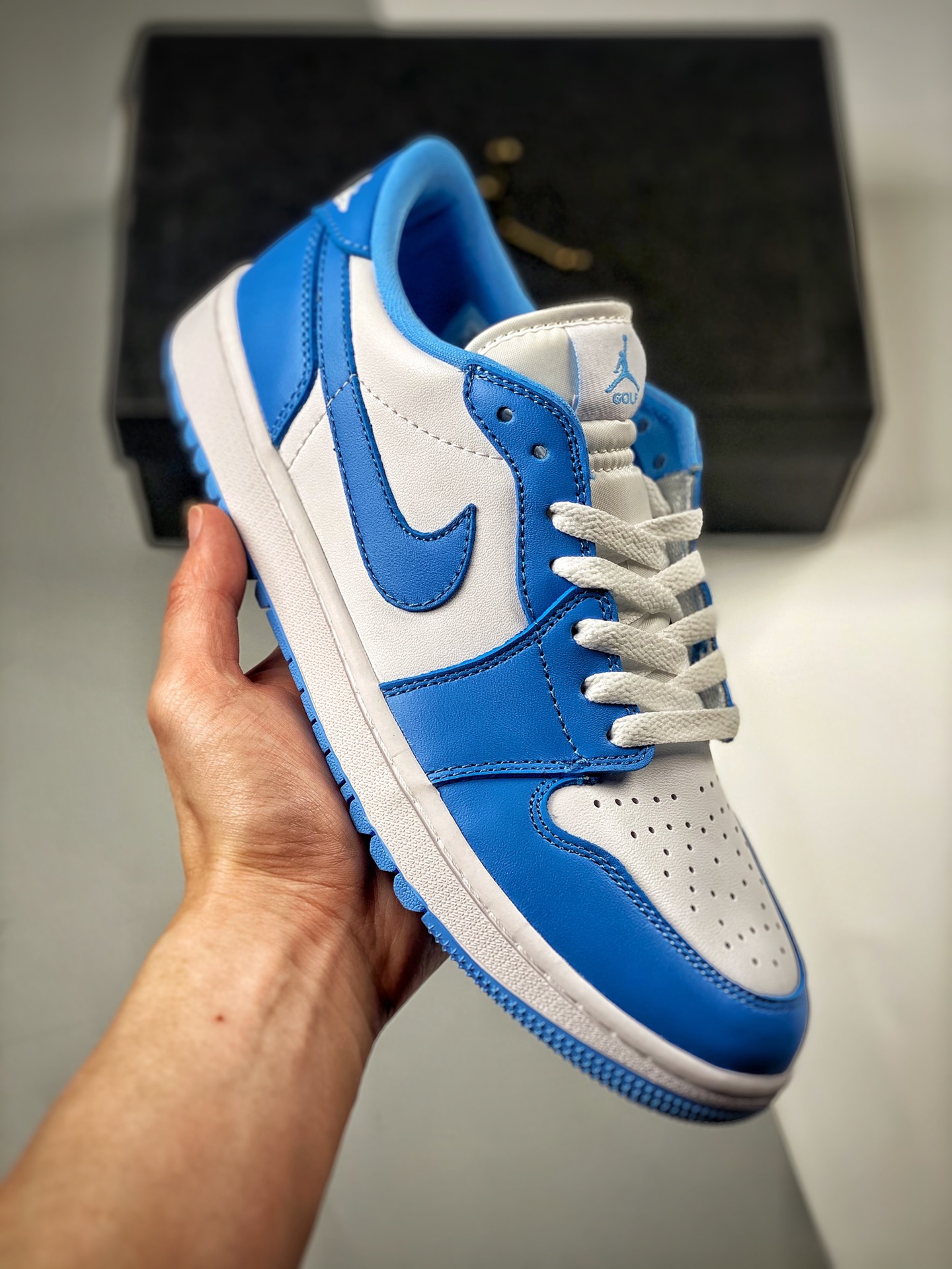 -4 Versión verificable Air Jordan 1 Low Carolina Azul, zapatilla casual de caña baja AJ1, colores oficiales sincronizad…
