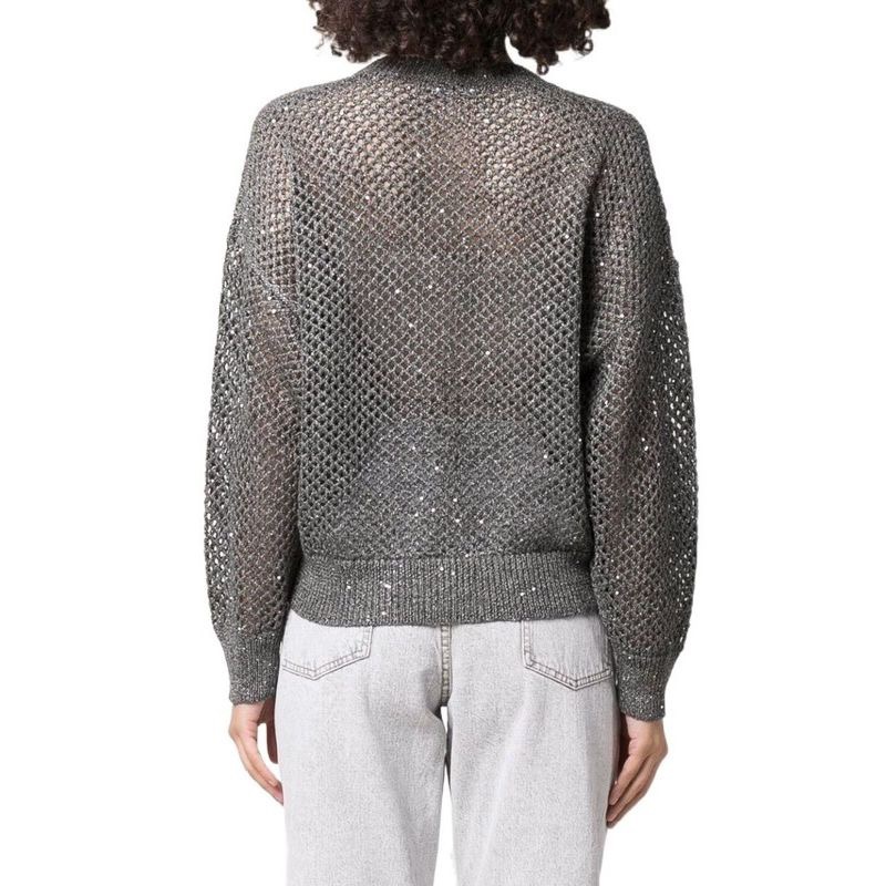 ZILIMARK Women's Shimmering Linen-Cotton Knit Sweater, V-Neck, Relaxed Fit 9 i1653627247 3442 7