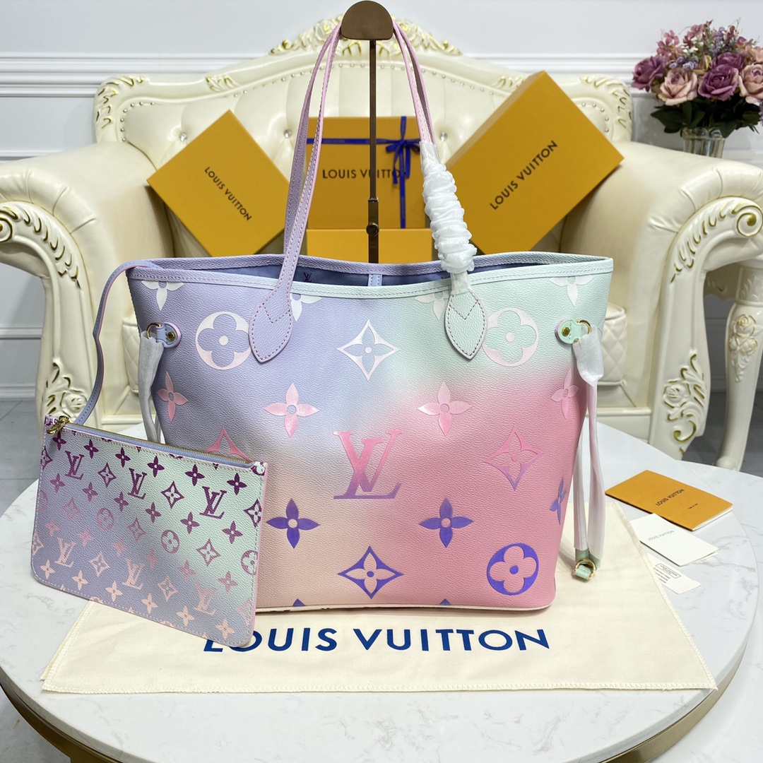 Louis Vuitton LV Neverfull Bags Handbags Green Pink Purple Printing Monogram Canvas Spring Collection M20511