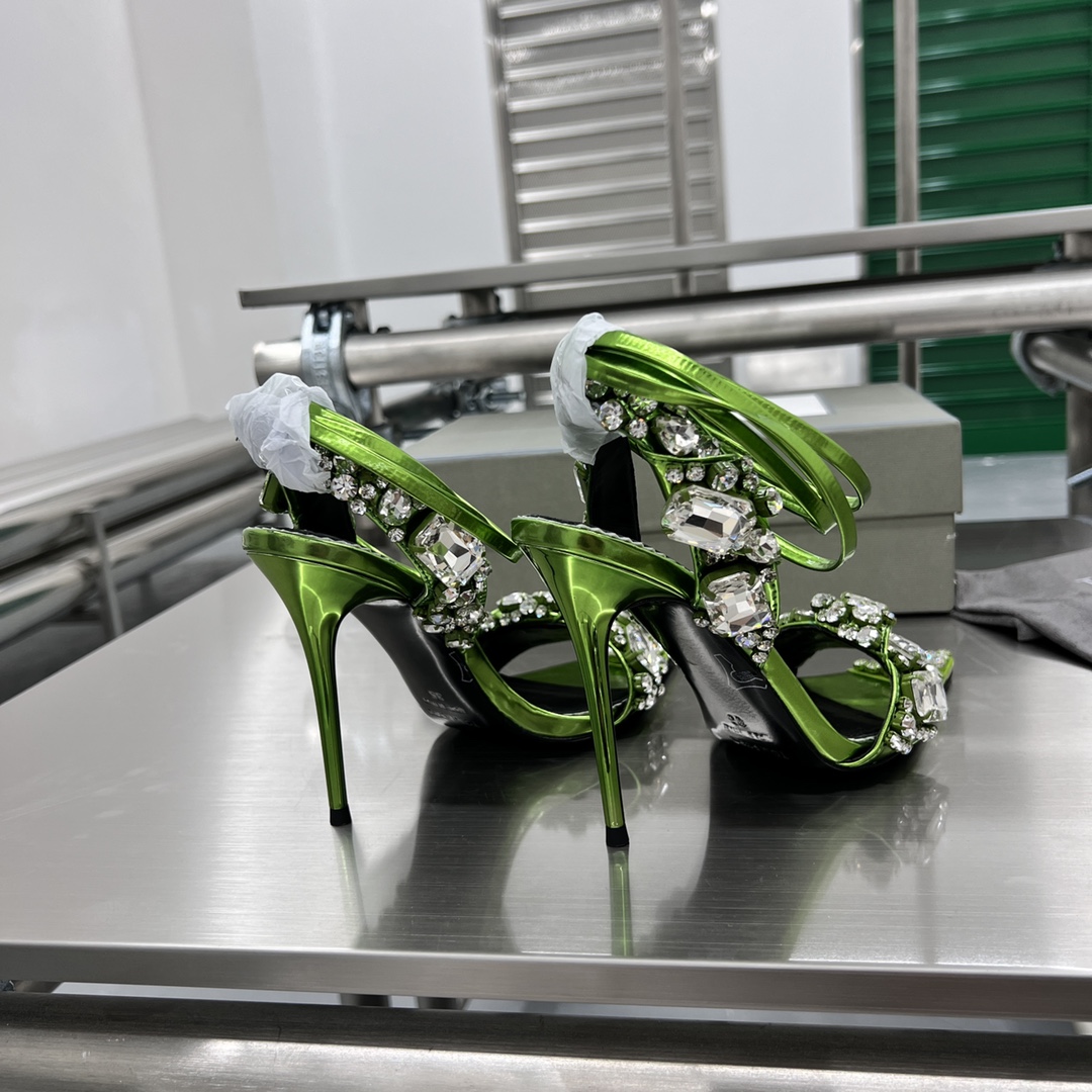Luxury Handmade Gold High-Heel Sandals with Crystal Decorations – P825 - 图片 6