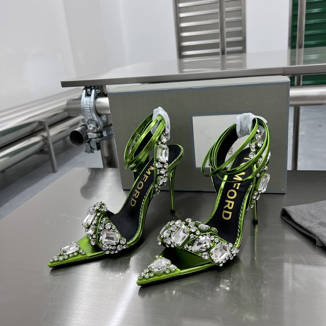 Luxury Handmade Gold High-Heel Sandals with Crystal Decorations – P825 - 图片 2