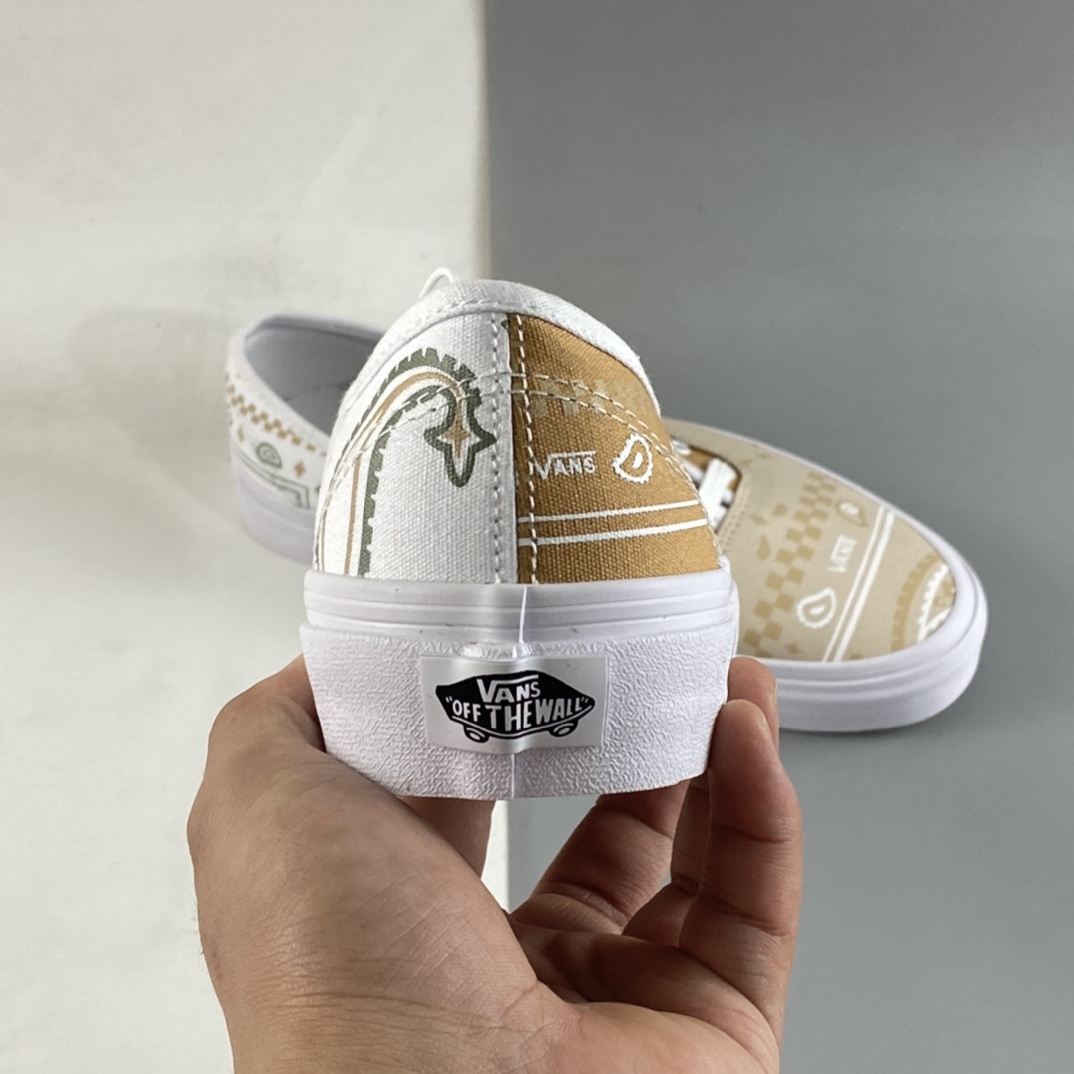 Vans Authentic Vans official personality color matching beige cashew flower low-top canvas shoes VN0A5KRDATI