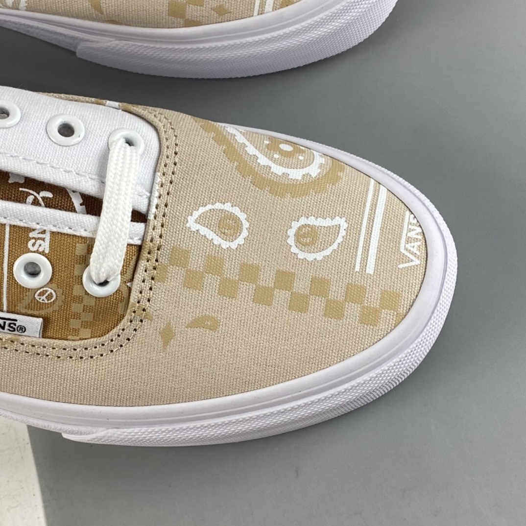 Vans Authentic Vans official personality color matching beige cashew flower low-top canvas shoes VN0A5KRDATI