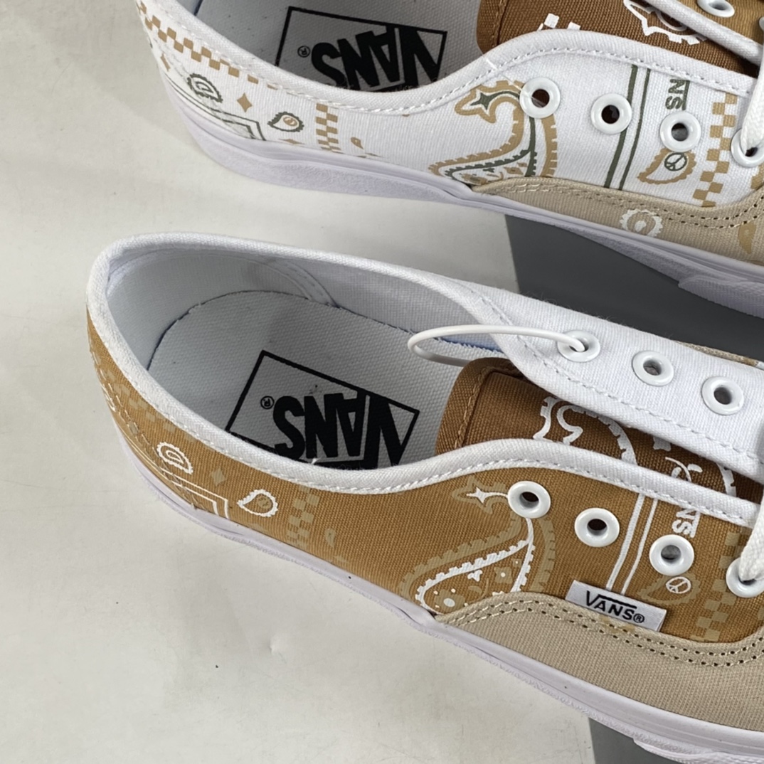 Vans Authentic Vans official personality color matching beige cashew flower low-top canvas shoes VN0A5KRDATI