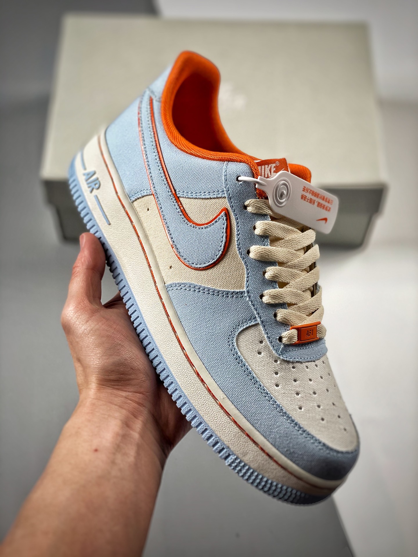 -3 NIke Air Force 1 '07 米橙蓝 帆布空军一号低帮休闲板鞋 3m反光 进口牛筋布 原楦头原纸板 纯正空军版型 定制鞋盒 全掌内置全掌气垫 原厂中底钢印 拉帮完美 货号：315122-662 SIZE：36 36.5 …