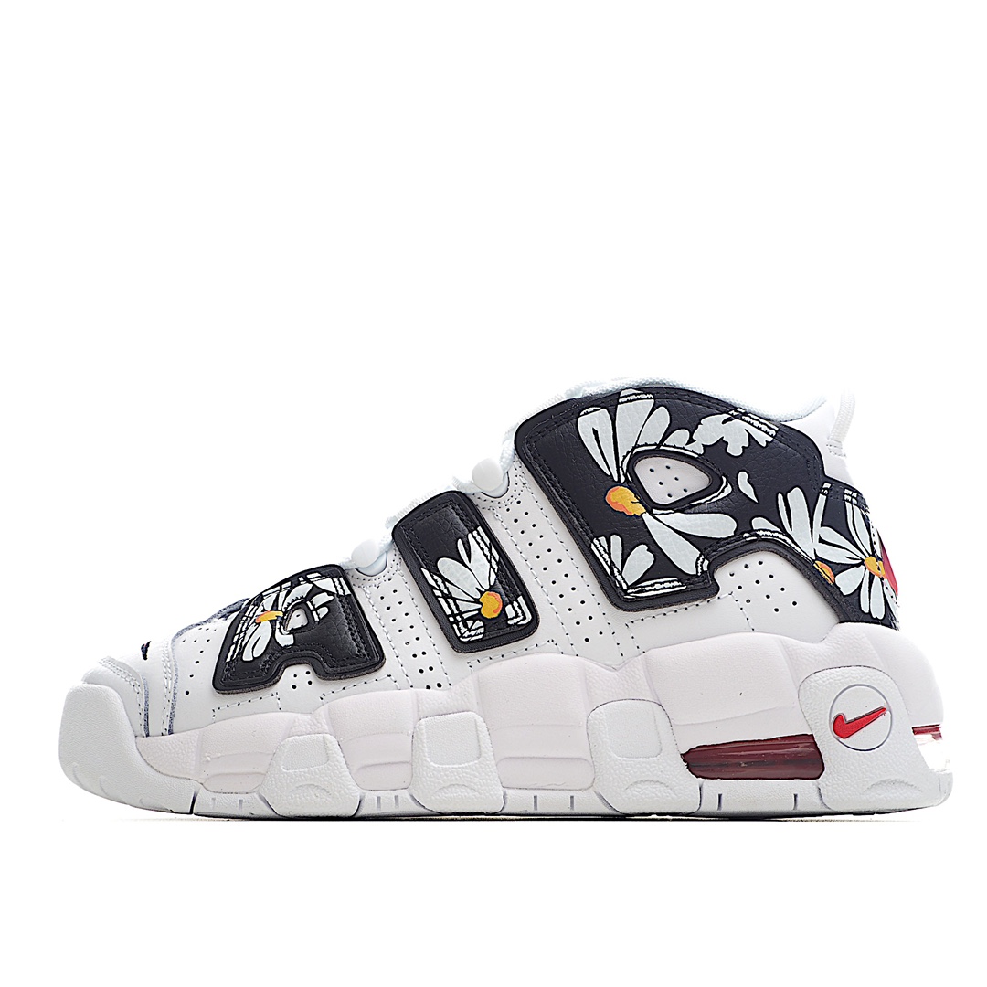 【定制球鞋】Nike Air More Uptempo情人节限定小雏菊 油画风 高帮 复古篮球鞋黑白