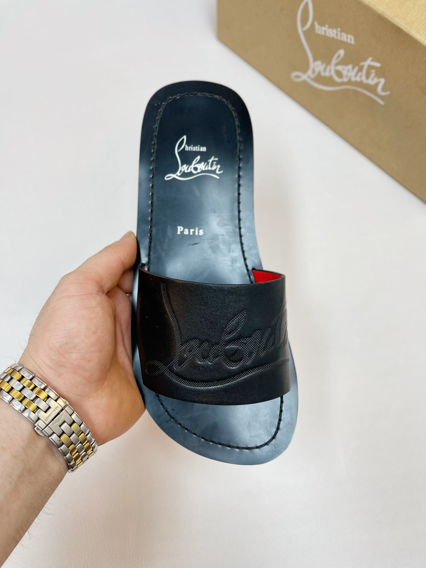 [CL zapatos inferiores rojos] tamaño 38-46. zapatillas clásicas de los hombres hechos a mano suela d
