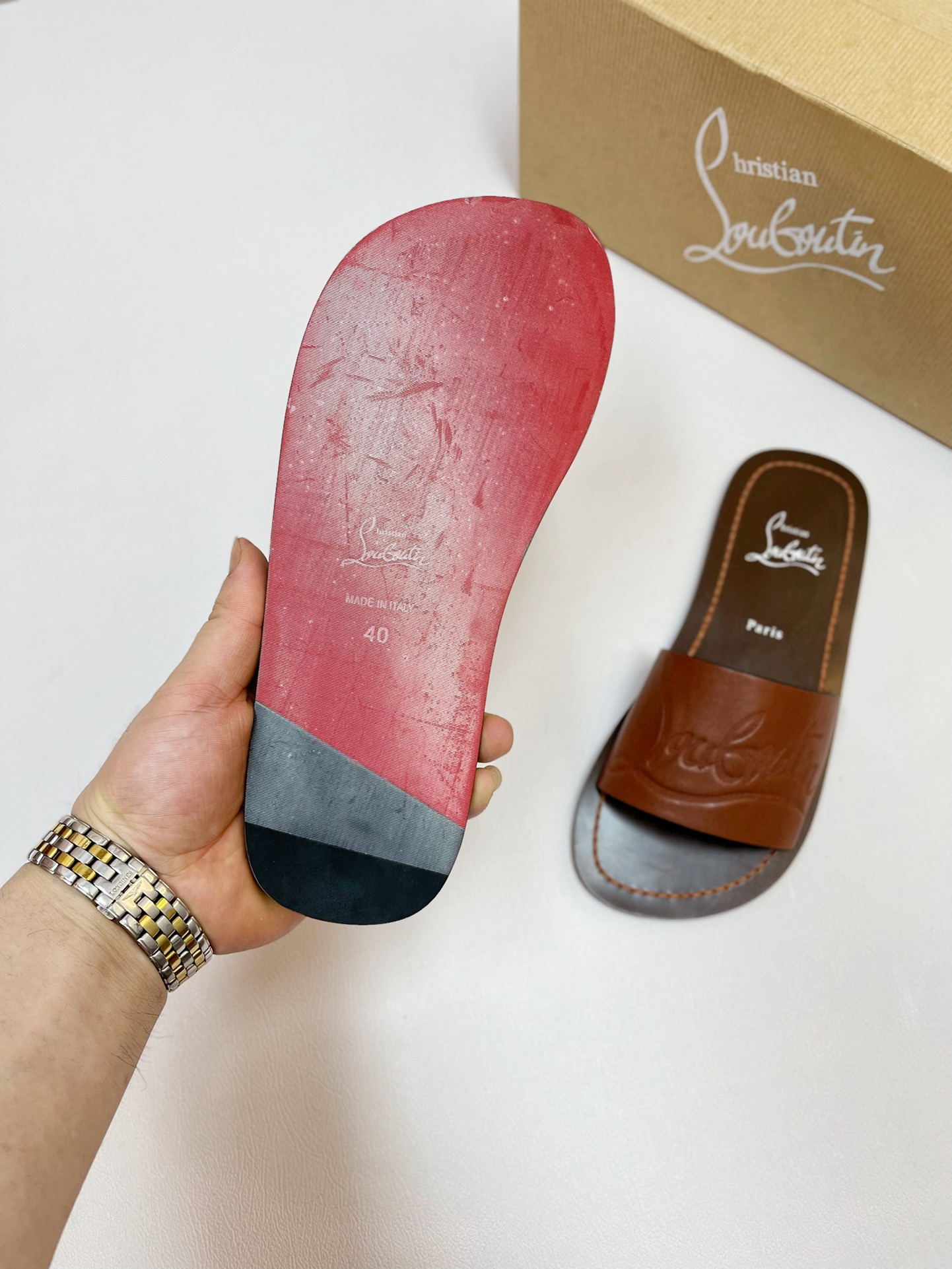 [CL zapatos inferiores rojos] tamaño 38-46. zapatillas clásicas de los hombres hechos a mano suela d
