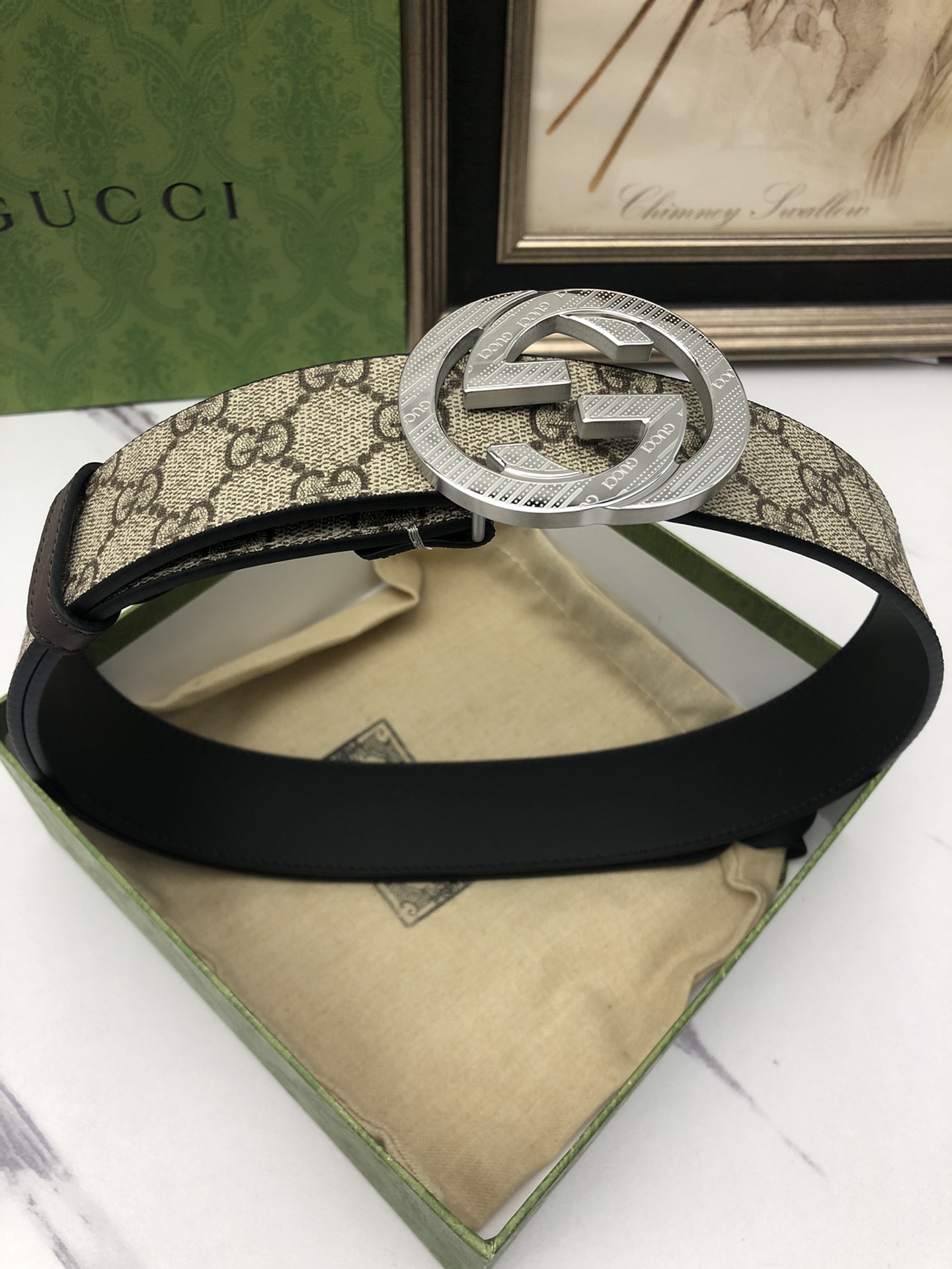 Gucci[正]原单面料内衬头层小牛皮底.搭配原单扣头原单皮料定制！