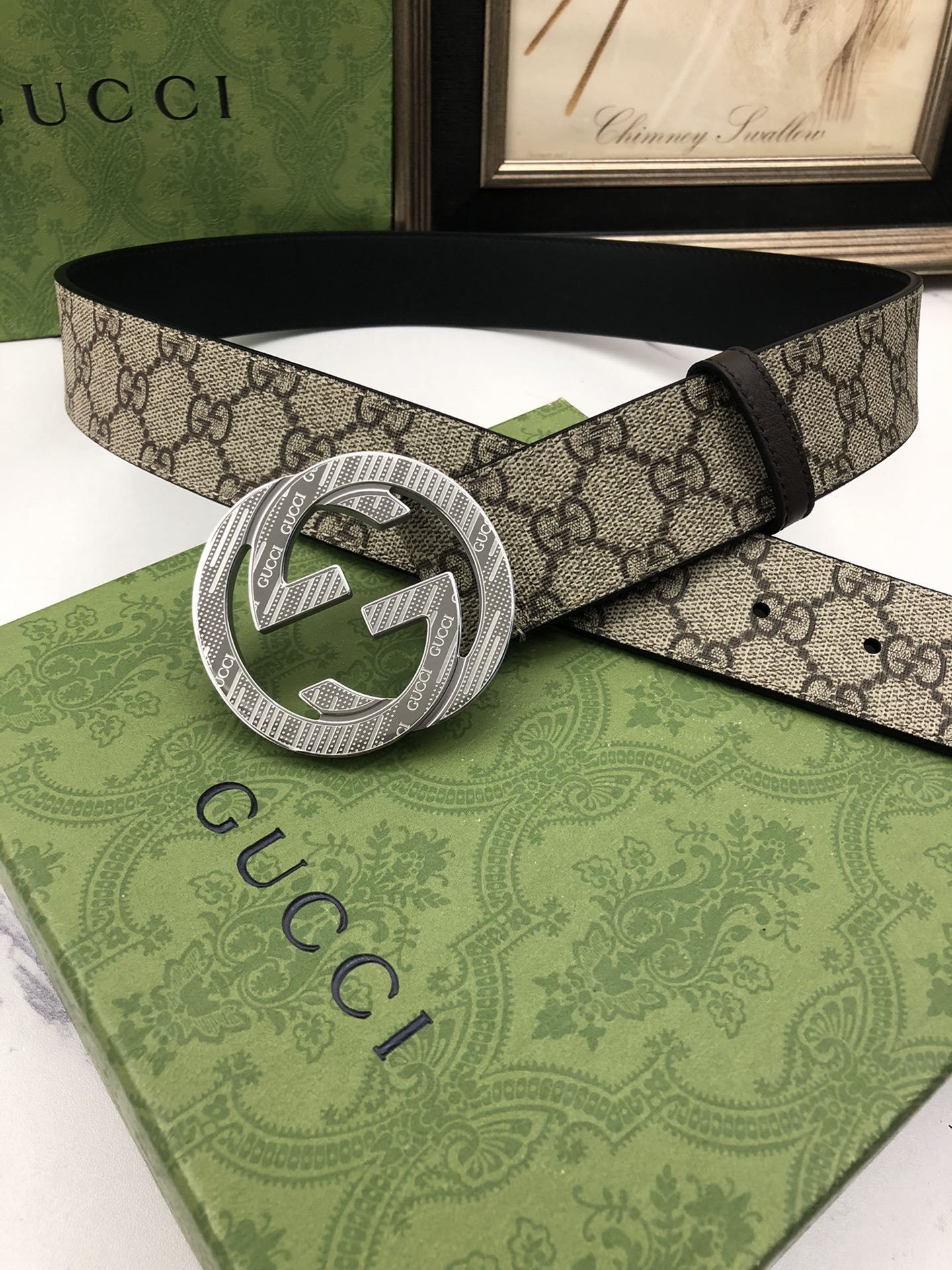 Gucci[正]原单面料内衬头层小牛皮底.搭配原单扣头原单皮料定制！