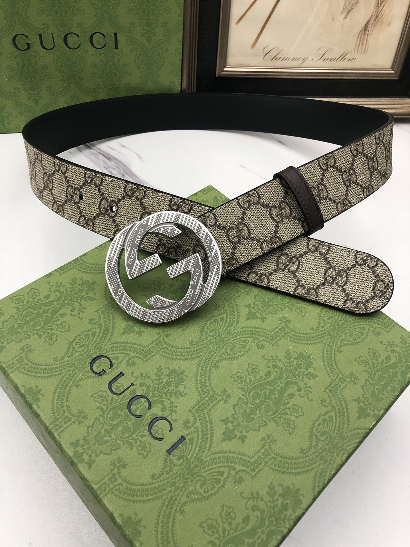 Gucci[正]原单面料内衬头层小牛皮底.搭配原单扣头原单皮料定制！