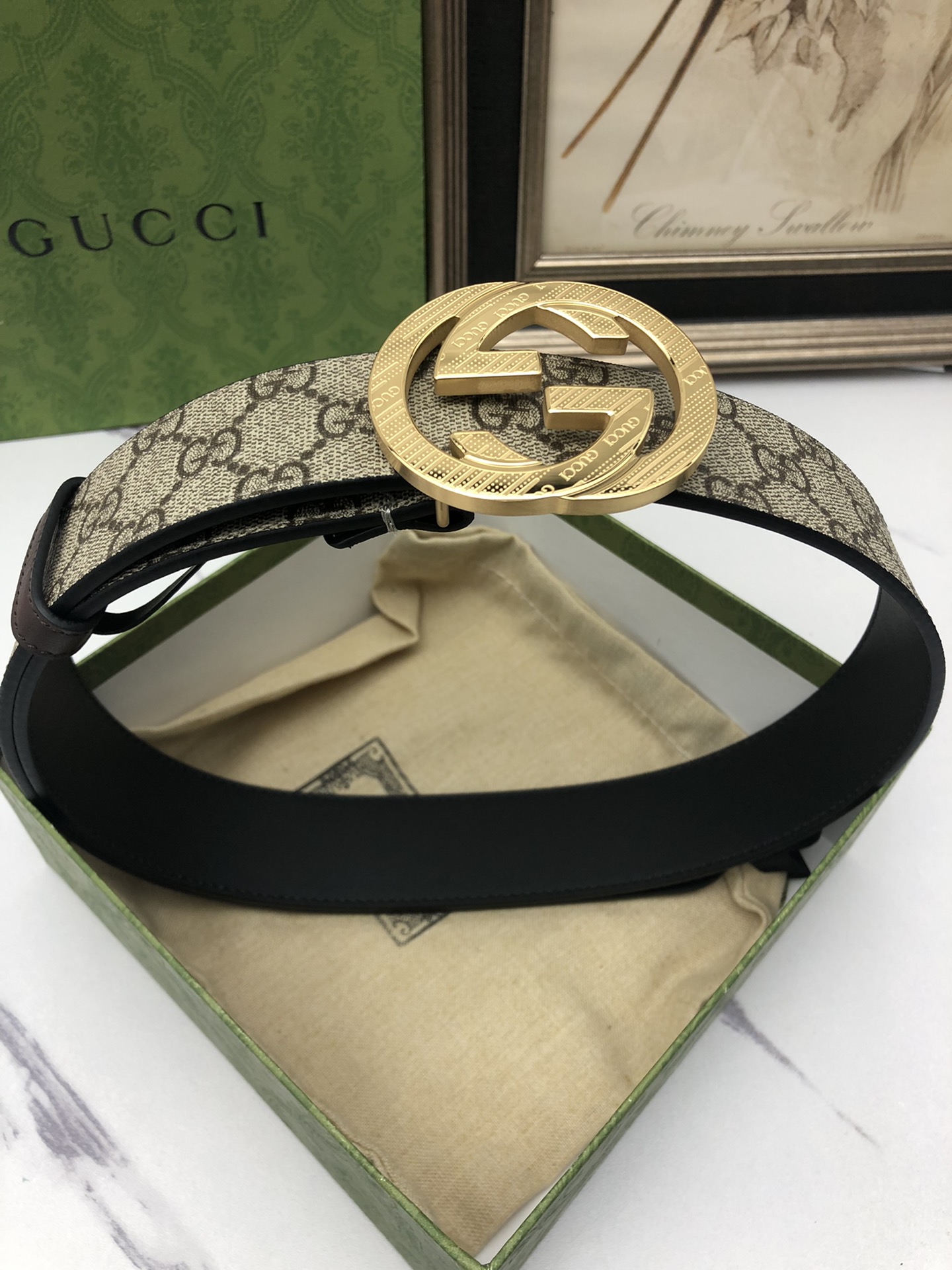 Gucci[正]原单面料内衬头层小牛皮底.搭配原单扣头原单皮料定制！