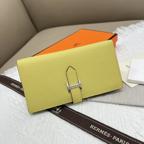 Hermes Leather Vertical Wallet with Interior Zipper Pocket - Yellow 1 Hermes Leather Vertical Wallet with Interior Zipper Pocket - Yellow