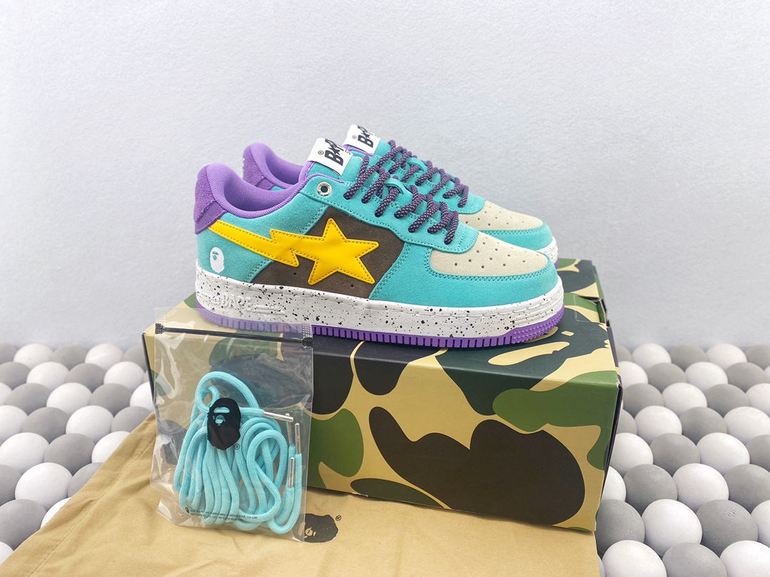 Empalme de ante azul y morado BAPE STA LOW, desarrollo de cartón original, charol personalizado, la mejor pri…