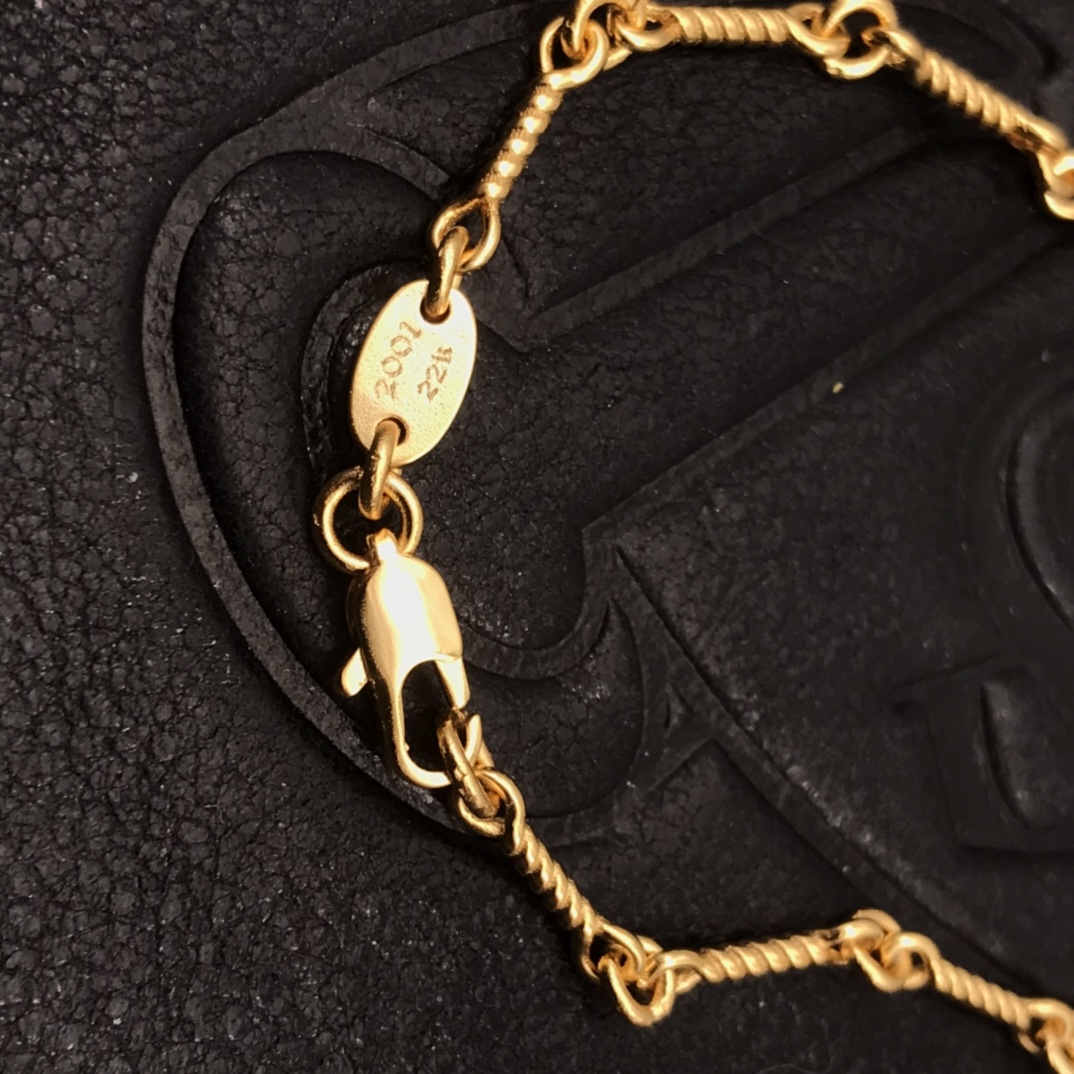 Chrome Hearts 高版本克罗心绿钻双十字架项链 厚镀22K金 区别市面18K浅金色 22K是很接近纯金的颜色
